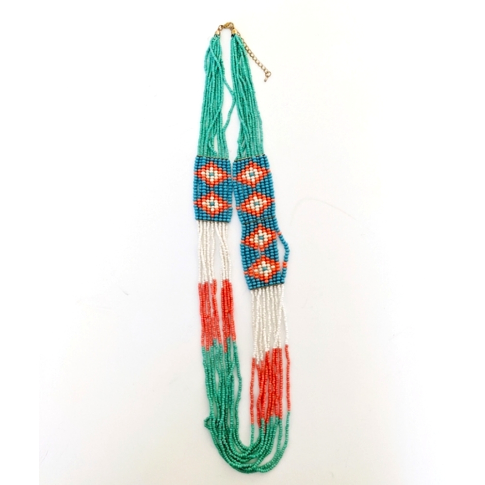 Vintage Southwest Boho Multi strand Beaded Necklace Santa Fe